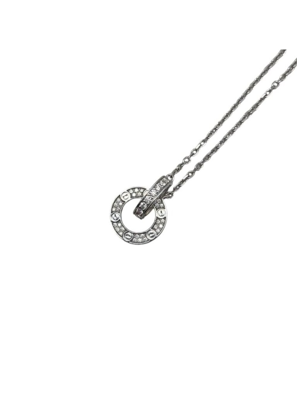 Cartier Necklace Love Semi Pave White Gold Diamond Half Paved